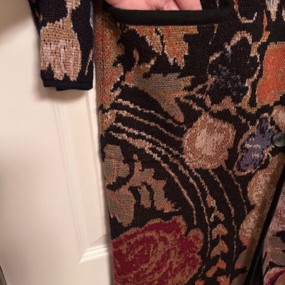 Peruvian Connection Jacquard Knit Coat Womens Long Duster Cardigan Sweater LARGE - Picture 6 of 8